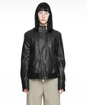 RIDER LEATHER SHEARLING JACKET (UNISEX) BLACK