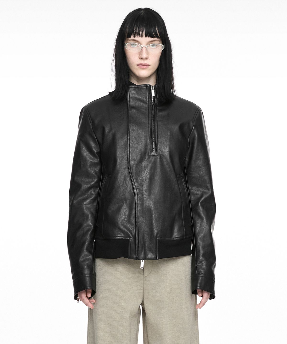 나체(NACHE) RIDER LEATHER SHEARLING JACKET (UNISEX) BLACK