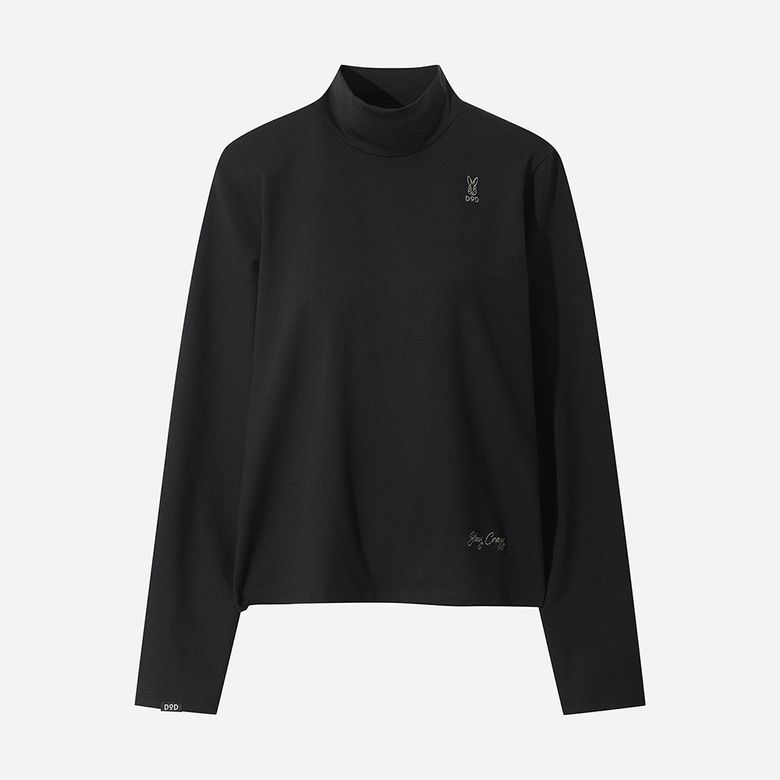 에센셜 모크넥 긴팔 티셔츠 여자(BLACK)