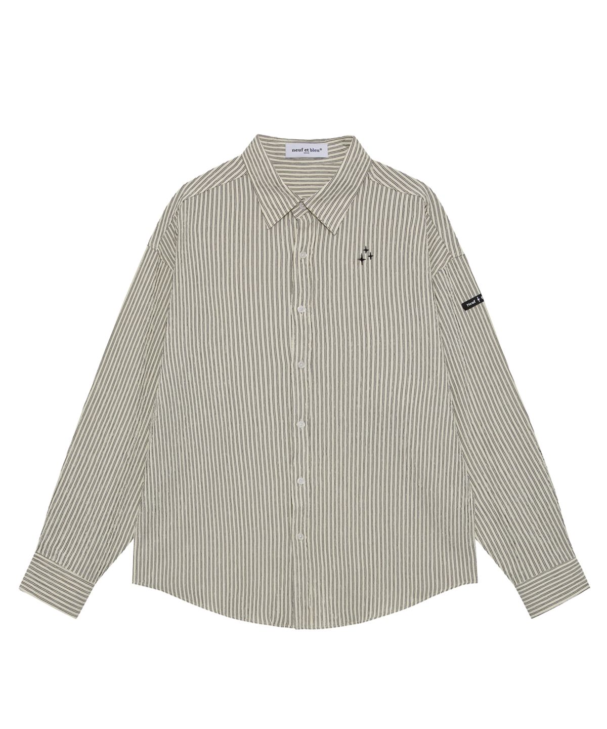 누프에블루(NEUFETBLEU) NEB seersucker stripe shirts (gray)