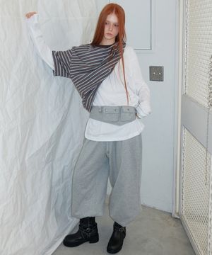 Belt Sweatpants Set Melange Gray