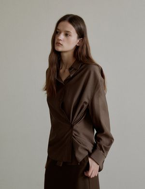 2-way Open Collar Shirt (Brown)