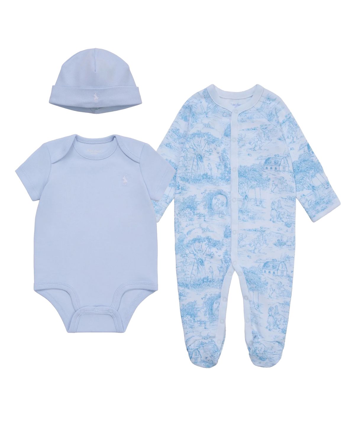 폴로 랄프 로렌 칠드런(POLO RALPH LAUREN CHILDREN) 투알 코튼 쓰리피스 기프트 세트-블루