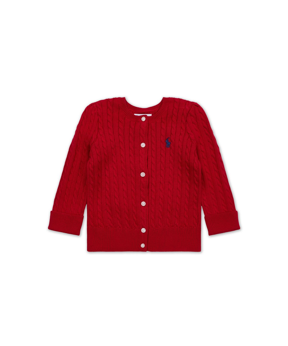 폴로 랄프 로렌 칠드런(POLO RALPH LAUREN CHILDREN) 미니 케이블 코튼 카디건-레드