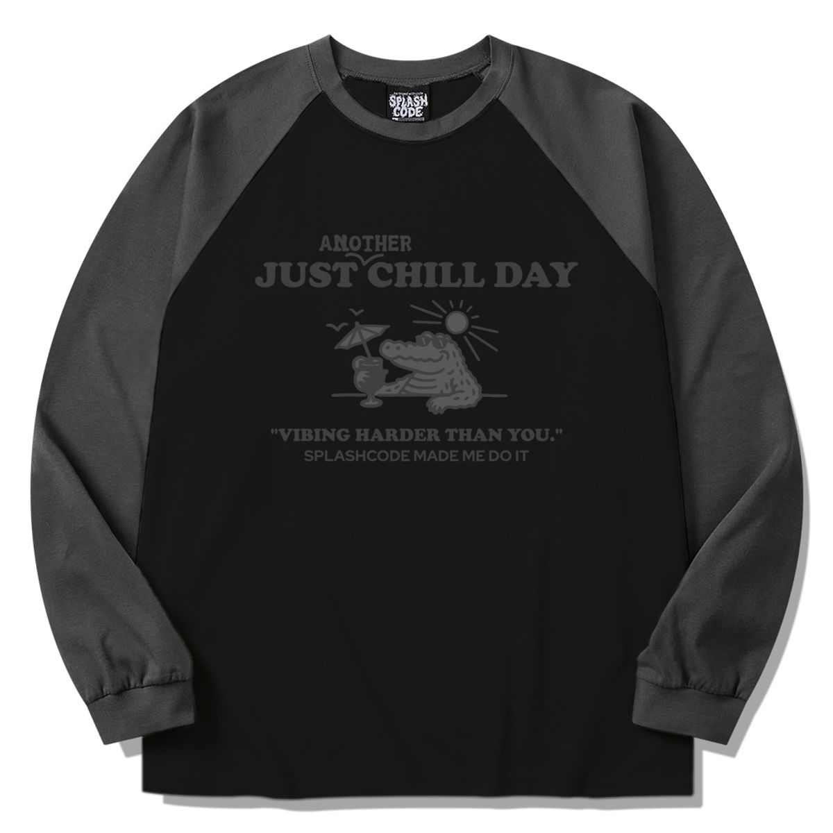 스플래시코드(SPLASHCODE) 래글런 롱슬리브 블랙 - 저스트 칠 데이(Just Chill Day)