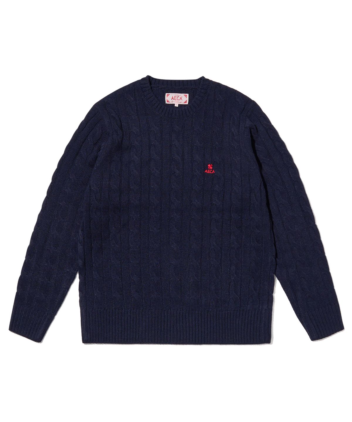 에이카화이트(AECA) AECA CLOVER CASUAL CABLE KNIT-NAVY