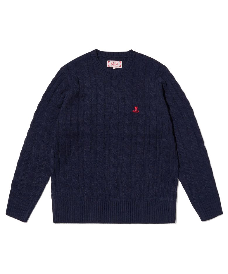 AECA CLOVER CASUAL CABLE KNIT-NAVY