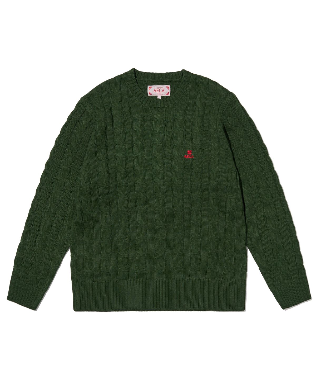 에이카화이트(AECA) AECA CLOVER CASUAL CABLE KNIT-GREEN