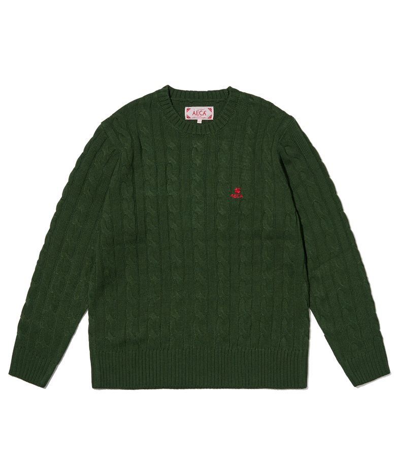 AECA CLOVER CASUAL CABLE KNIT-GREEN