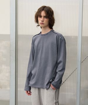 M1063 스트라이프 티셔츠_차콜