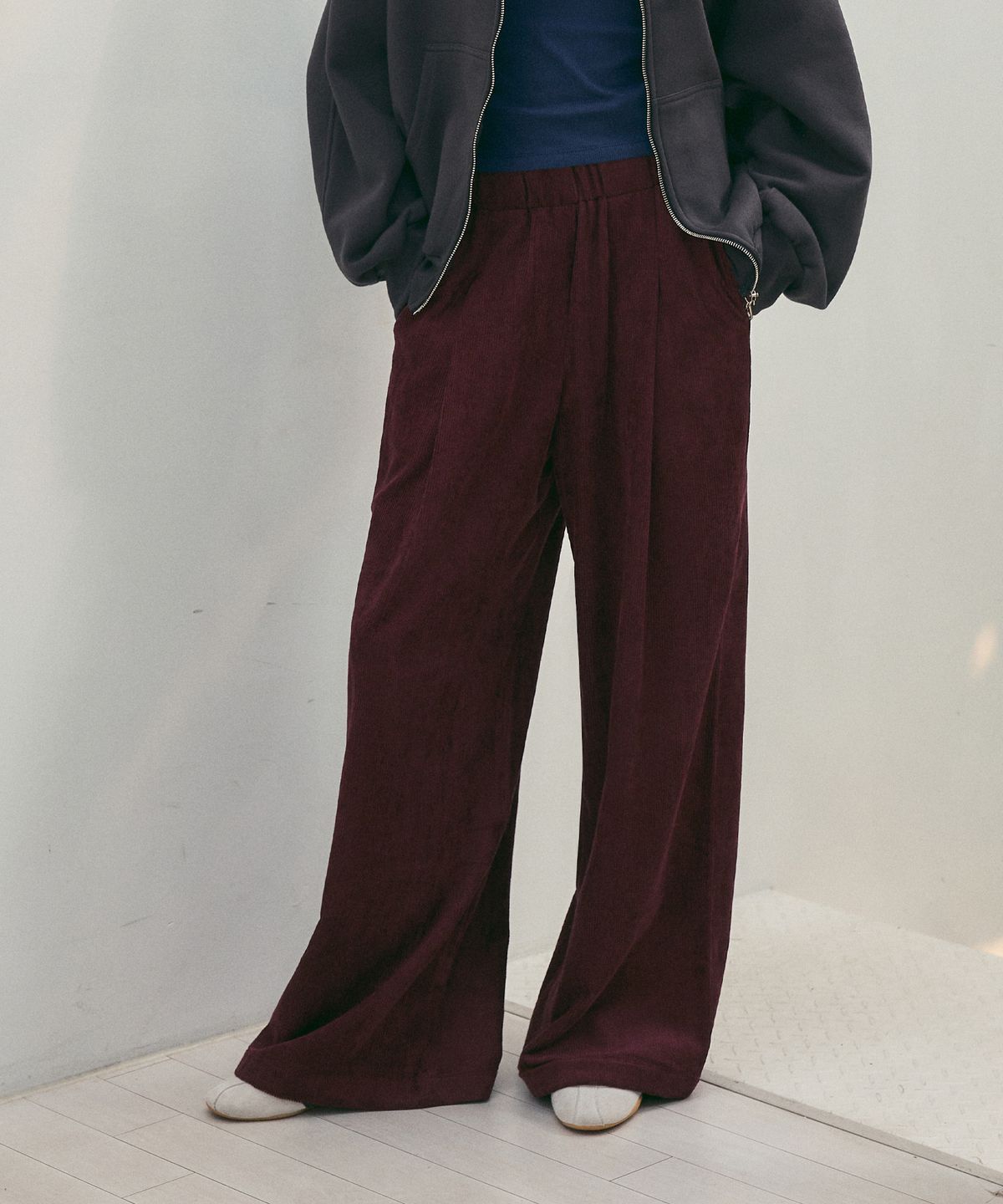 씨타(CITTA) Wool Blend Wide Banding Corduroy Pants_CTB551(Purple)
