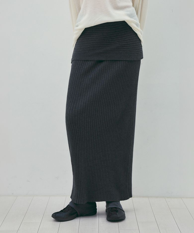 Every Day Comfort Knit Long Skirt_CTS622(Charcoal)