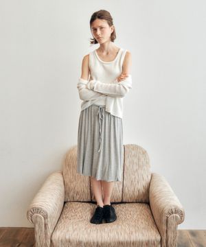Every Day Comfort Balloon Midi Skirt_CTS621(Melange Grey)