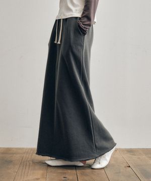 Every Day Comfort Raw Edge Maxi Skirt_CTS620(Charcoal)