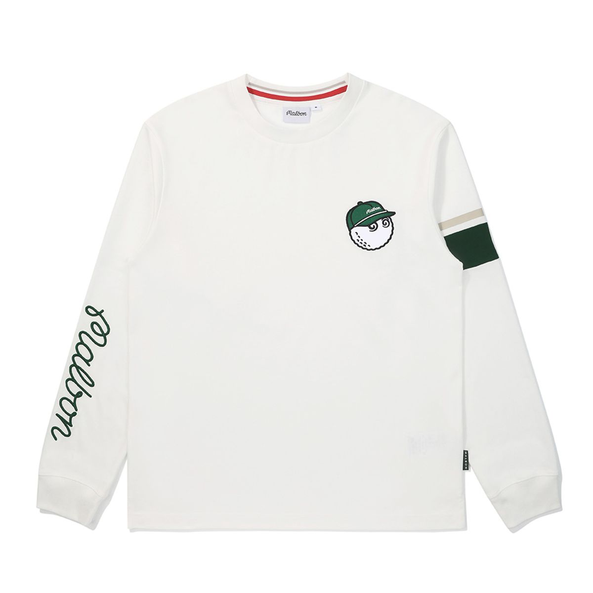 말본 골프(MALBON GOLF) 소매 로고 포인트 라운드넥 티셔츠 WHITE (MAN)