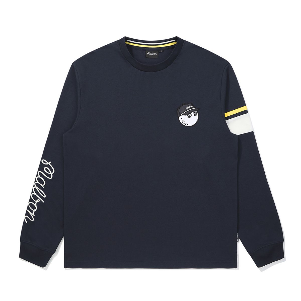 말본 골프(MALBON GOLF) 소매 로고 포인트 라운드넥 티셔츠 NAVY (MAN)