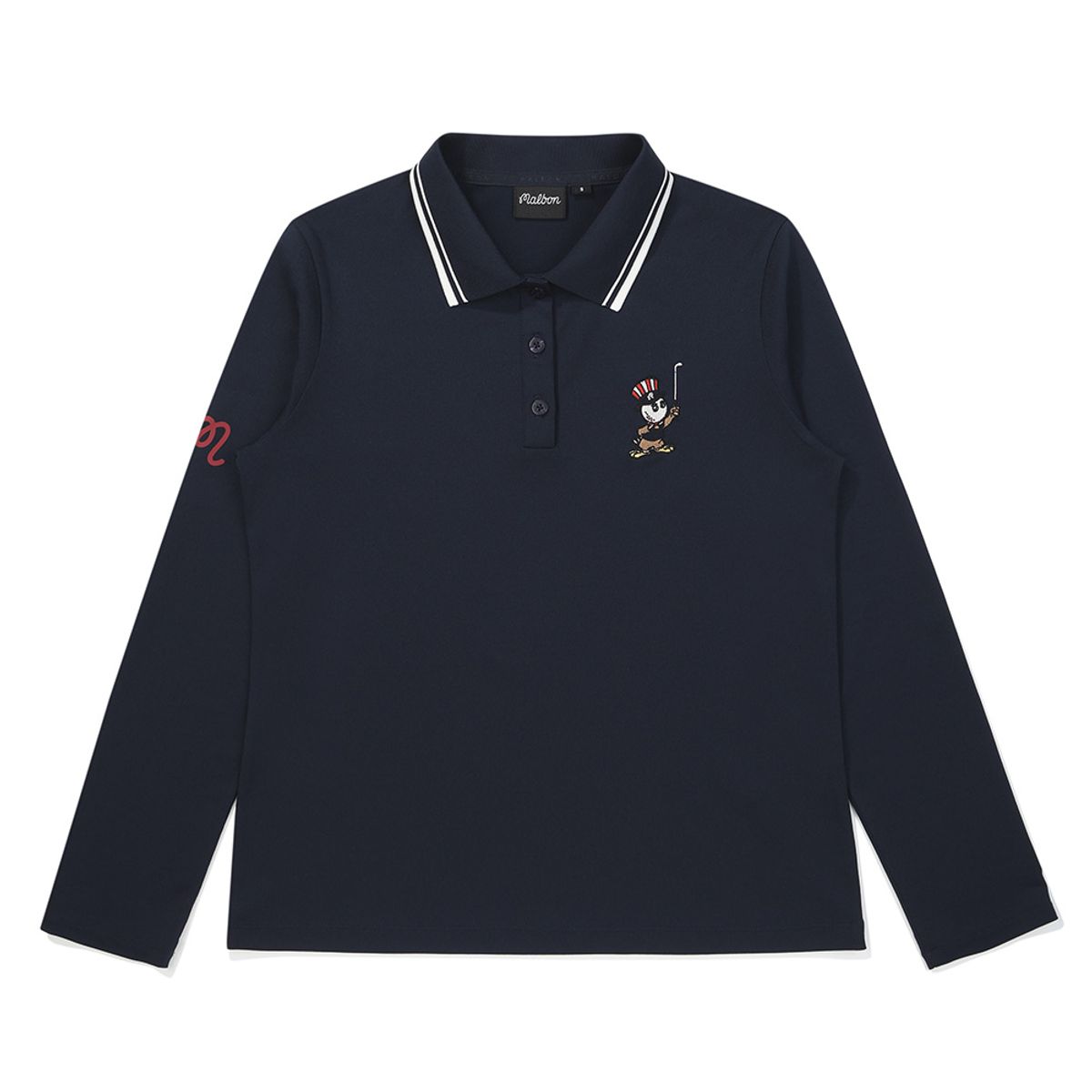 말본 골프(MALBON GOLF) 여성 슬림핏 카라 피케 티셔츠 NAVY (WOMAN)