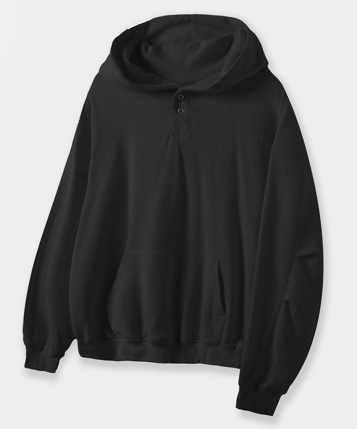 MUSINSA公式 | DIMITRI BLACK ワッフルヘンリーネックフードパーカー_