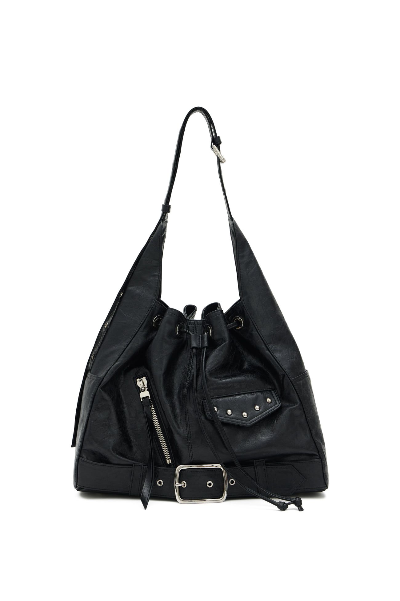 MUSINSA公式 | DEINET DEINET STUD BELTED BUCKET BAG IN BLACK