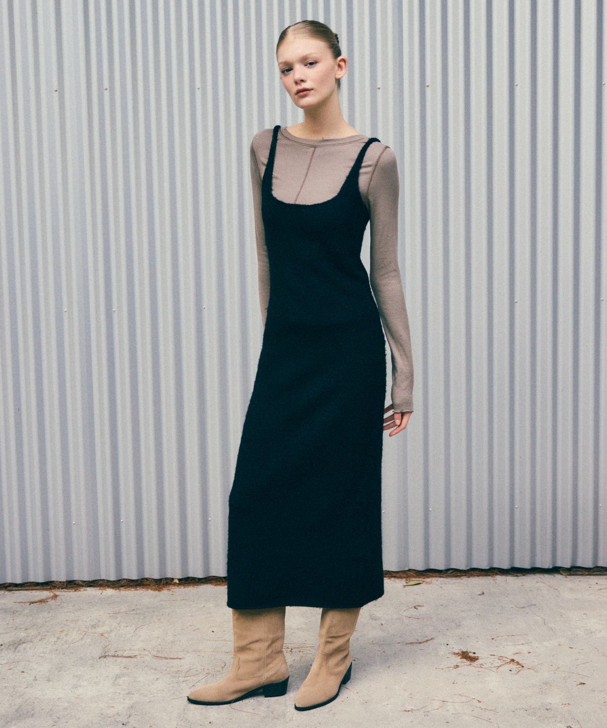 씨타(CITTA) Comfort Wool Long Knit Dress_CTOP712(Black)