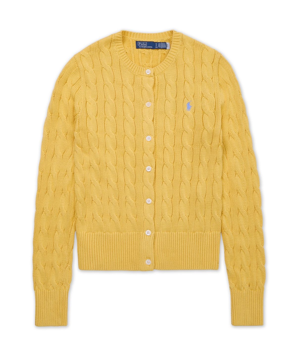 폴로 랄프 로렌(POLO RALPH LAUREN) 케이블 니트 코튼 크루넥 카디건-옐로우