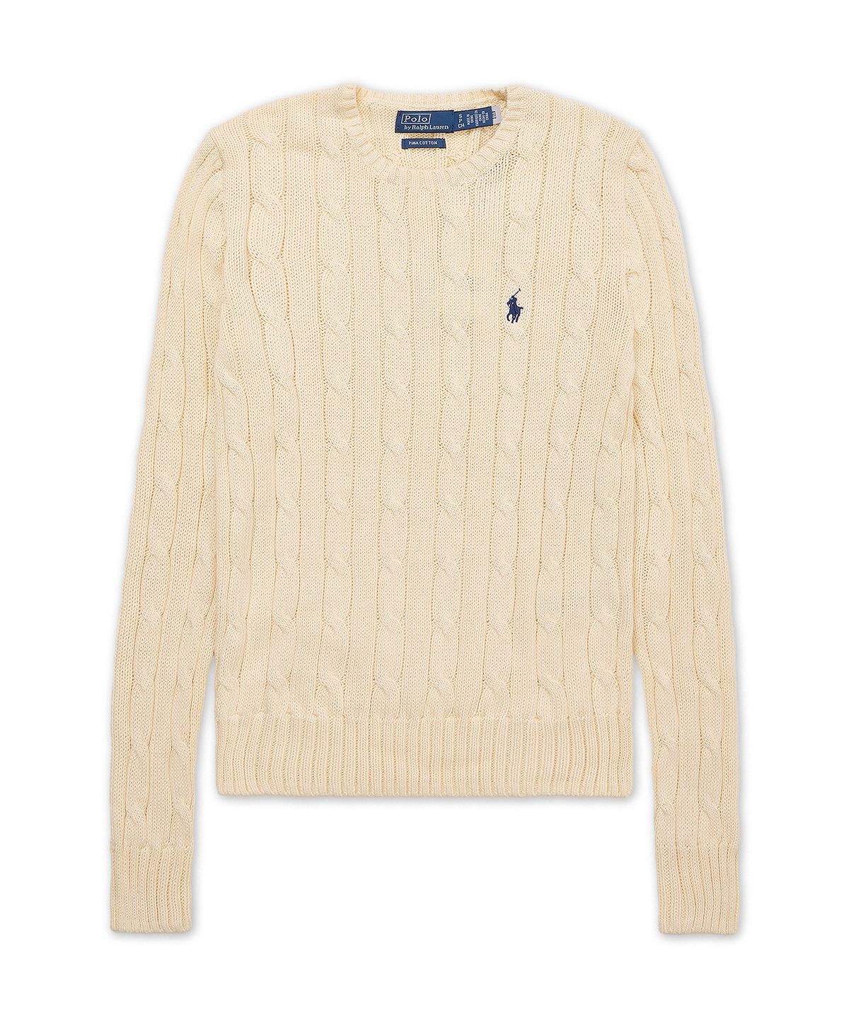 폴로 랄프 로렌(POLO RALPH LAUREN) 케이블 니트 코튼 크루넥 스웨터-내추럴
