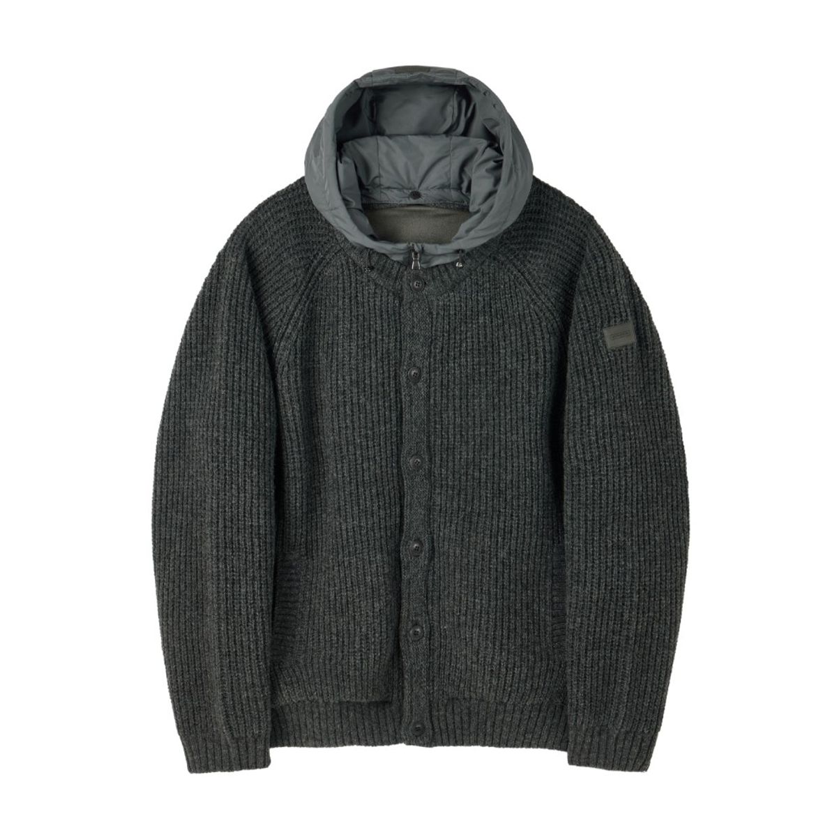 브롬톤 런던(BROMPTON LONDON) SHETLAND WOOL HOOD CARDIGAN - C/GREY (P254UCD431)
