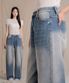 51_1 여성 빈티지 워싱 와이드 반밴딩 데님 팬츠 (숏/기본/롱)_중청