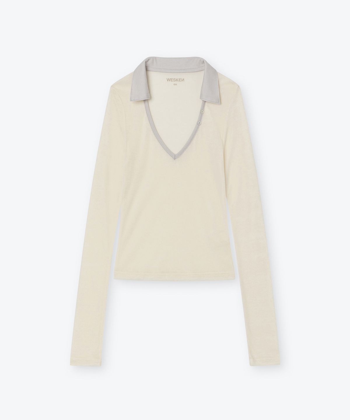 웨스켄(WESKEN) SHEER COLLAR LONG SLEEVE (CREAM)