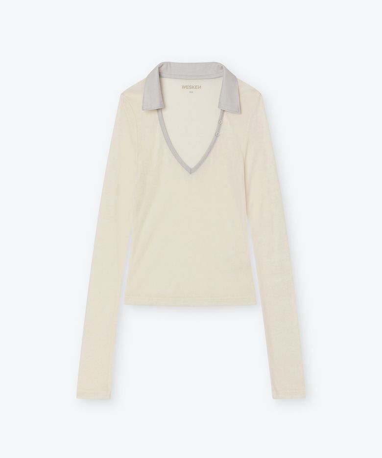 SHEER COLLAR LONG SLEEVE (CREAM)