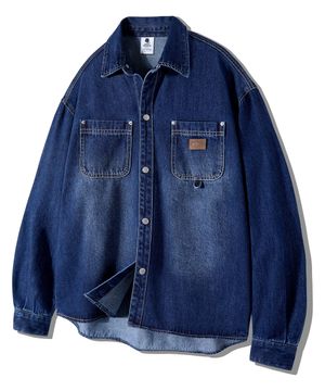 빈티지 워싱 더블포켓 데님 셔츠 GLS-716_더스트블루