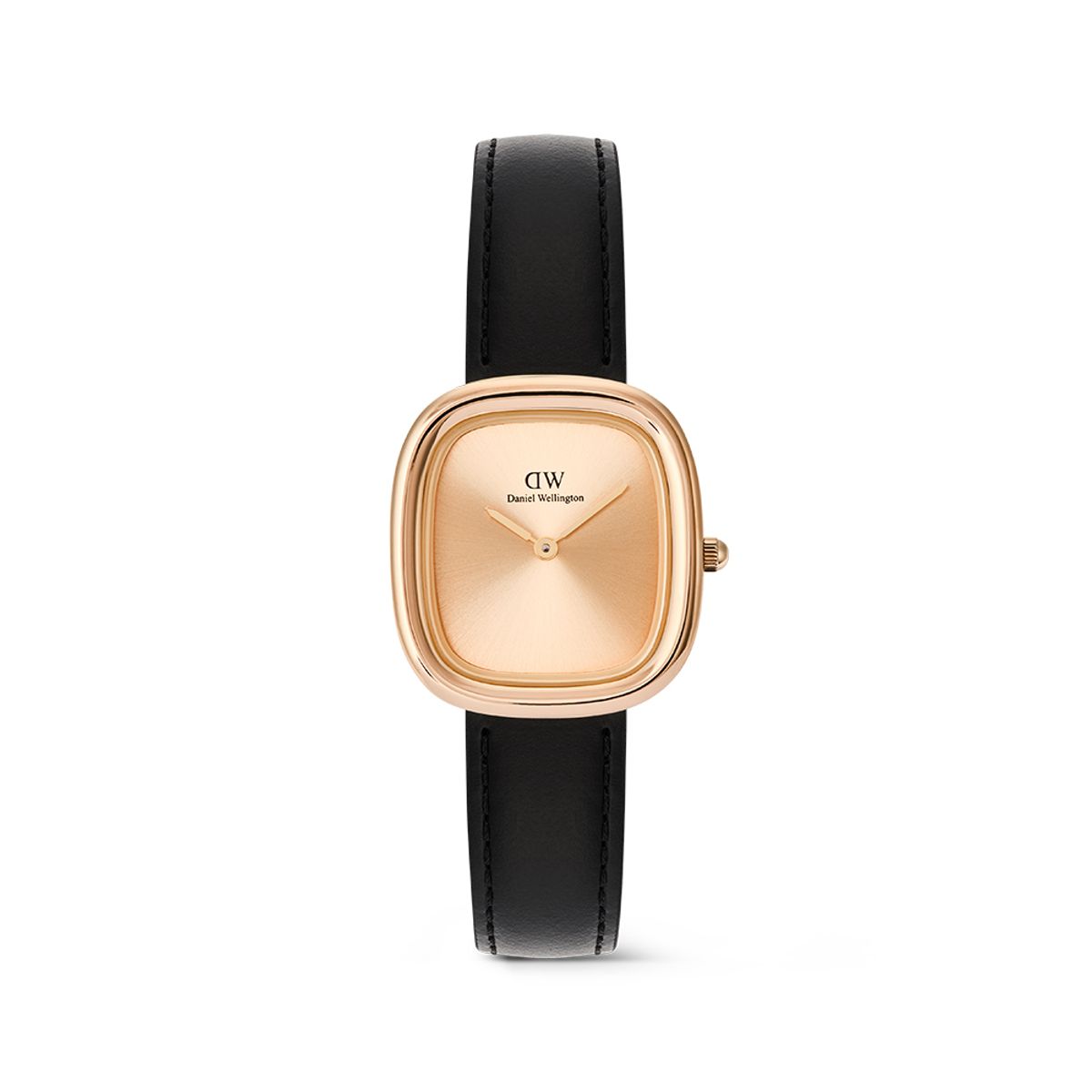 다니엘 웰링턴(DANIEL WELLINGTON) MARGOT SHEFFIELD 메탈 유광 로즈골드 블랙레더 여자 손목시계