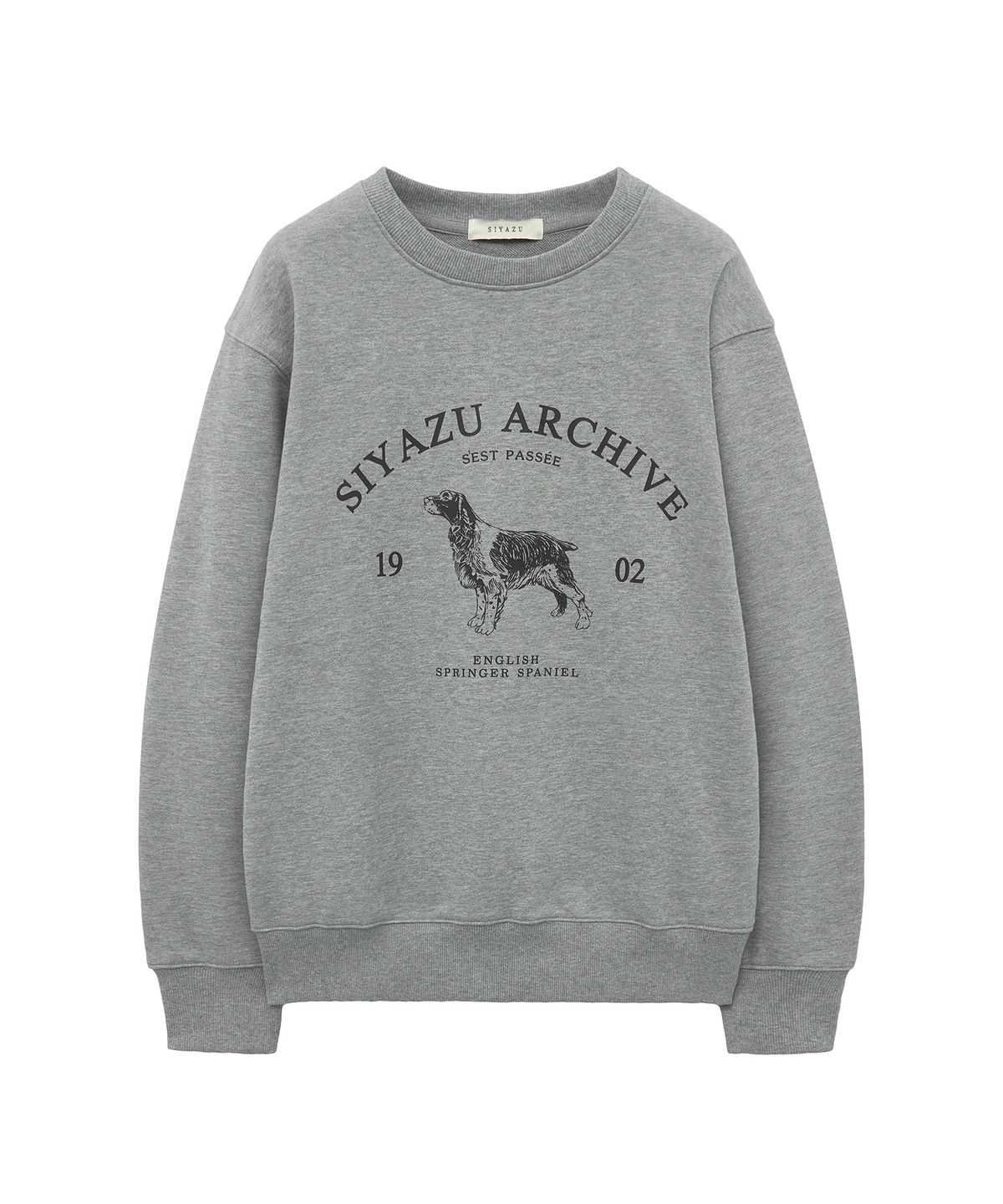 시야쥬(SIYAZU) SITP5230 아카이브 하운드 프린팅 맨투맨_Melange gray