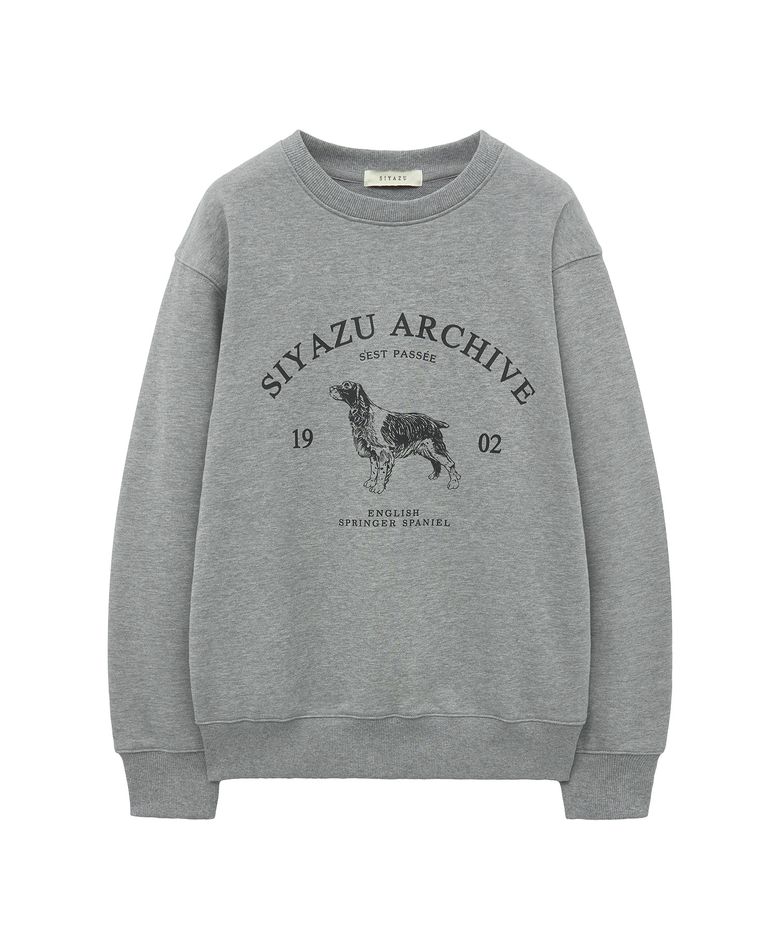 SITP5230 아카이브 하운드 프린팅 맨투맨_Melange gray