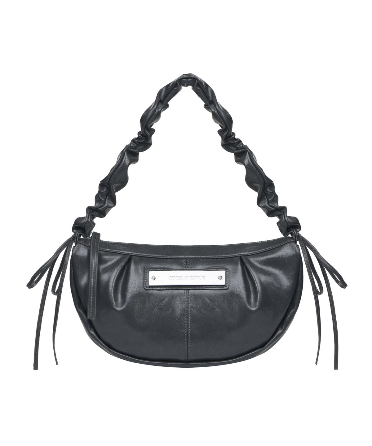 닉앤니콜(NICK&NICOLE) CRYSTAL SHIRRING RIBBON ROUND BAG_CHARCOAL