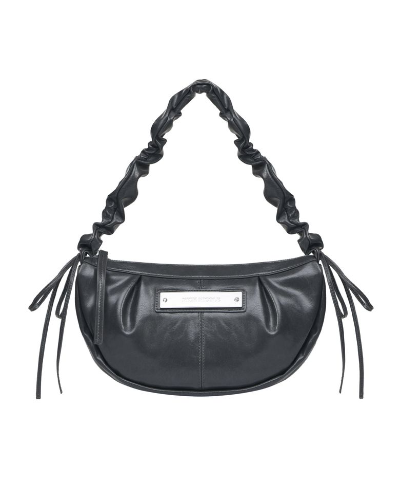 [서예지 PICK] CRYSTAL SHIRRING RIBBON ROUND BAG_CHARCOAL