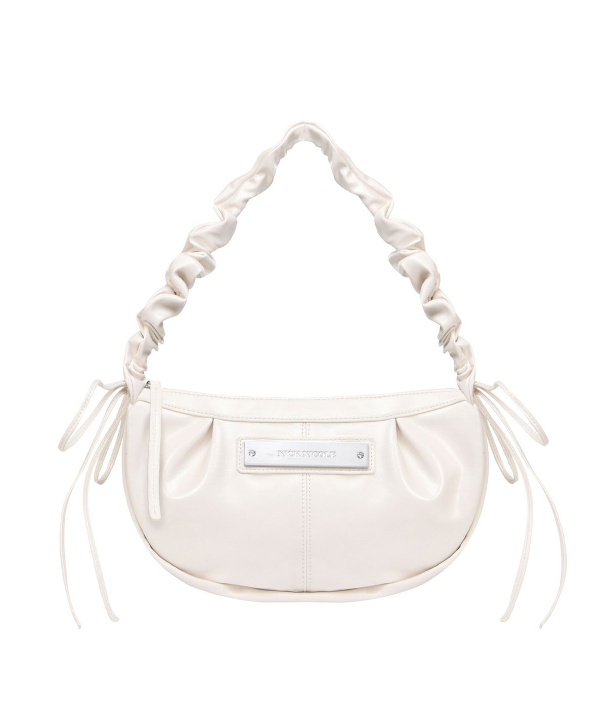 닉앤니콜(NICK&NICOLE) CRYSTAL SHIRRING RIBBON ROUND BAG_CREAM