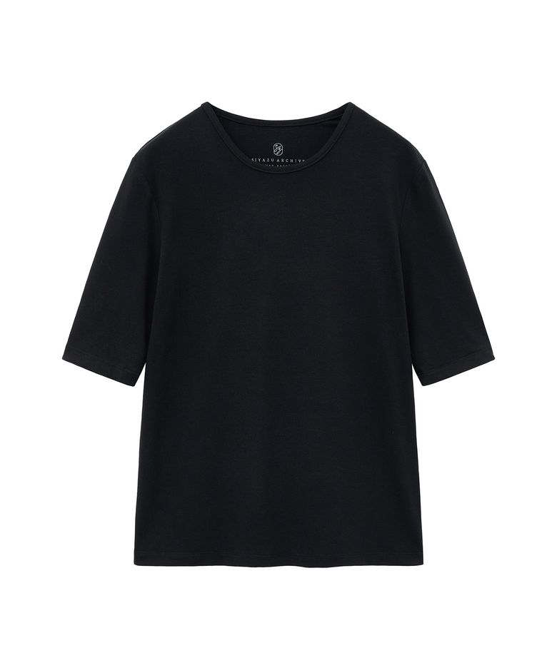 SITP5228 울 블렌드 소프트 5부 티셔츠_Black