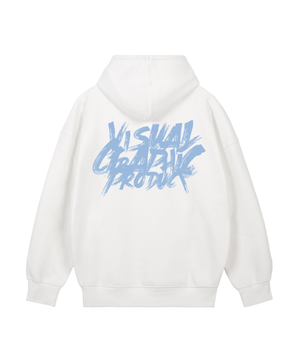 페인티드 그래피티 후드 화이트 스카이블루