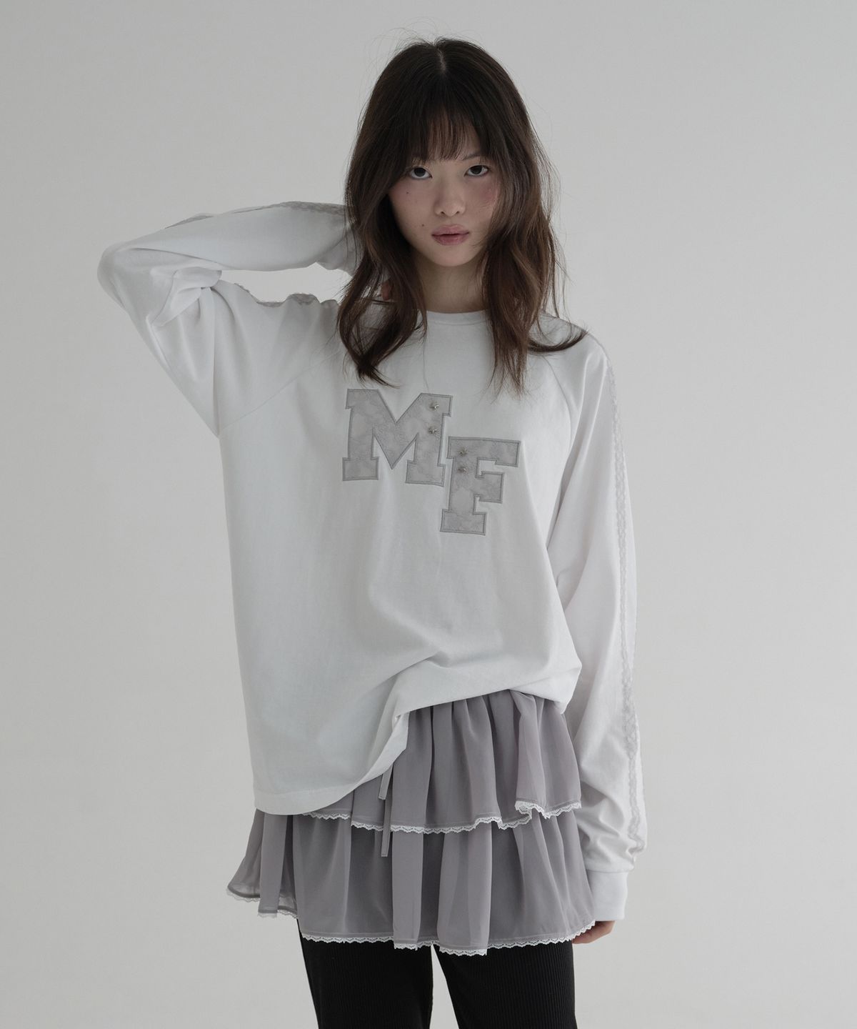 마가린핑거스(MARGARIN FINGERS) LOGO PATCHWORK T-SHIRT (WHITE)