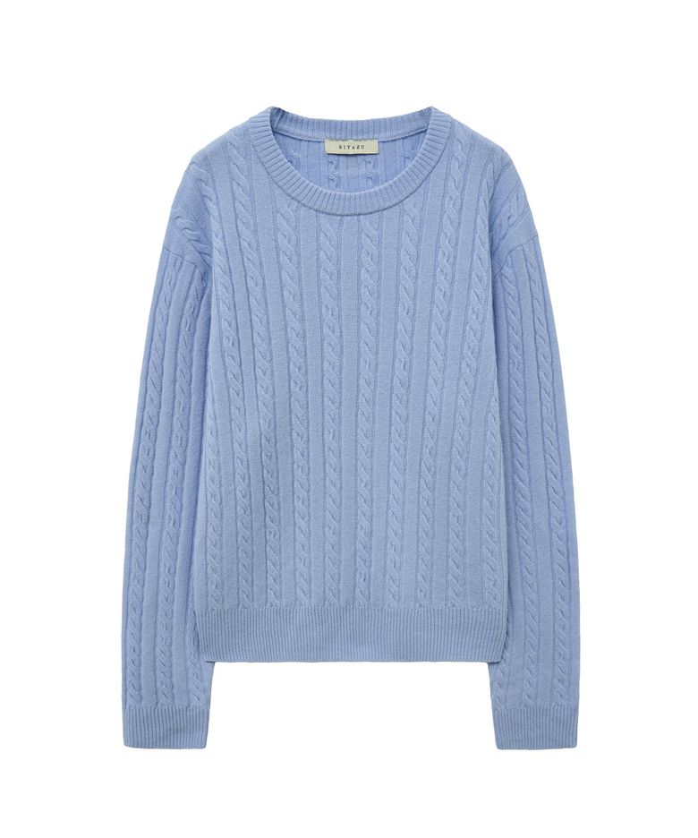 SIKN2153 팔레트 울 케이블 니트_Powder blue