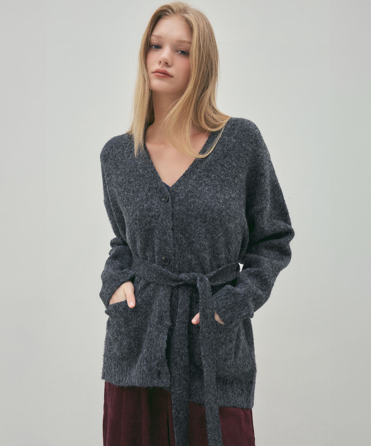 씨타(CITTA) Soft Wool Over Hairy Knit Cardigan_CTK234(Charcoal)