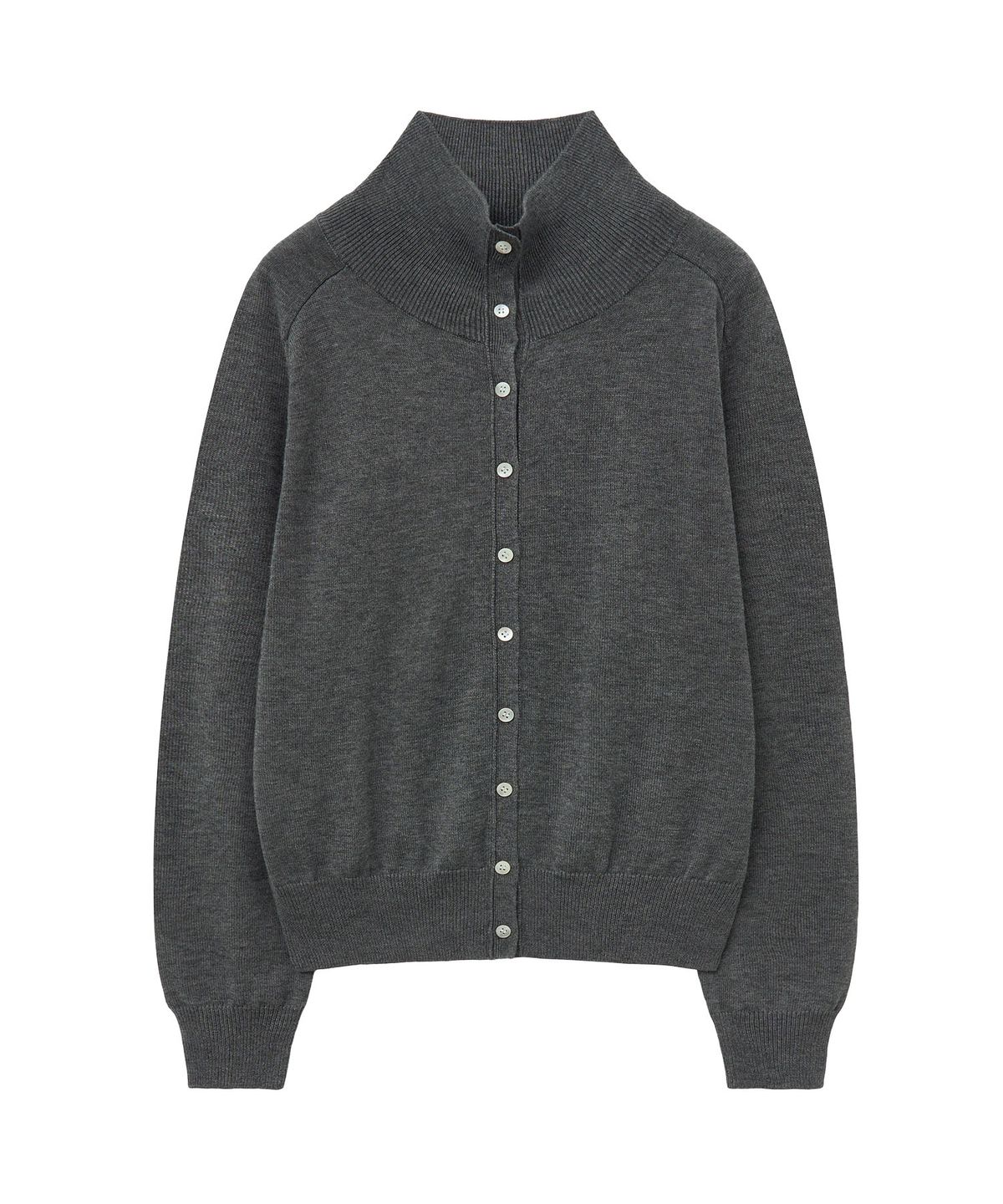 시야쥬(SIYAZU) SIKN2152 울 블렌드 하이넥 니트 가디건_Melange gray