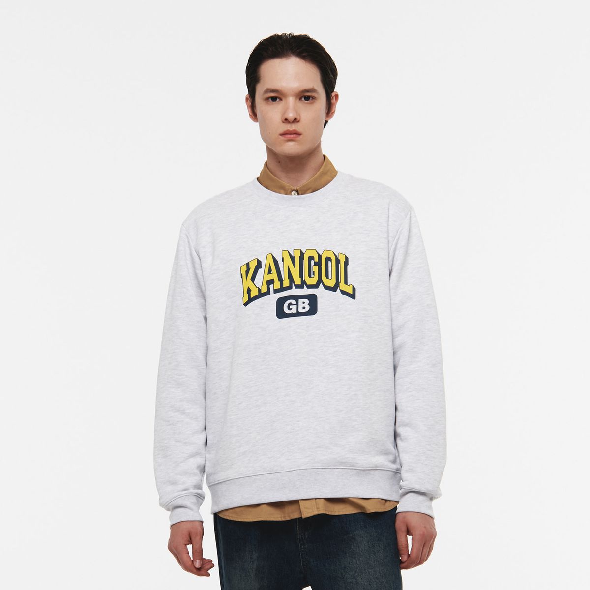캉골(KANGOL) 캠퍼스 스웨트셔츠 1789 화이트멜란지