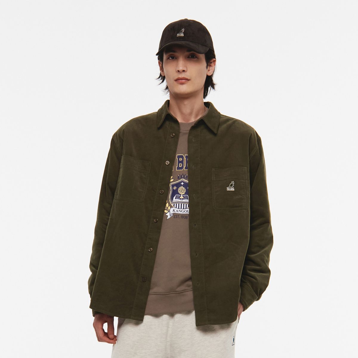 캉골(KANGOL) 코듀로이 셔츠 7065 카키