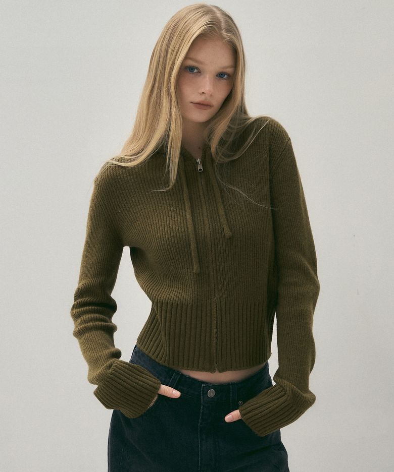 Wool Hooded Zip-up Knit_CTK233(4color)