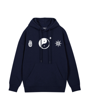 음양 그래픽 후드 네이비