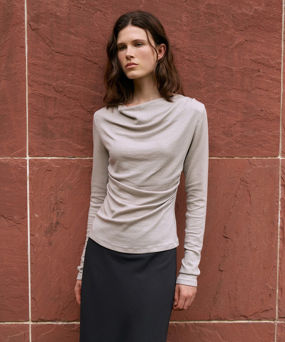 라메레이(LAMEREI) Drape Neck Wool T-shirt[LMBFAU25TT605]-4color