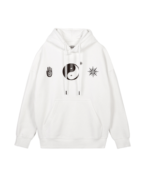 음양 그래픽 후드 화이트