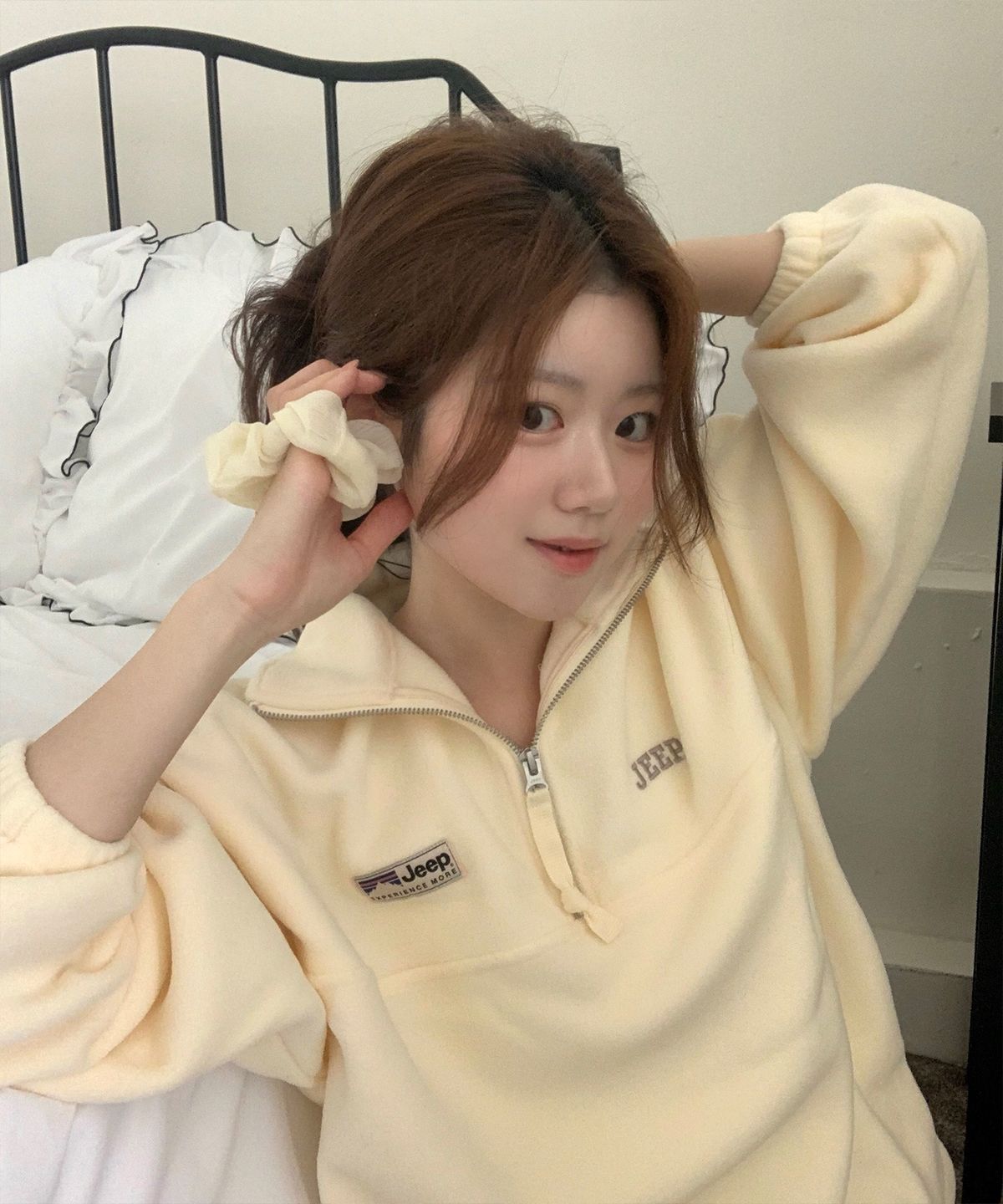 지프(JEEP) 에센셜 스몰로고 하프집업 플리스 (JR5TSF192IV)